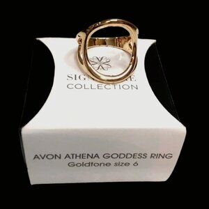 Avon Athena Goddess Ring Goldtone Size 6 NIB 2016